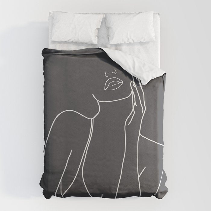 Minimal Line Art of a Woman Duvet Cover Gallery Image 6