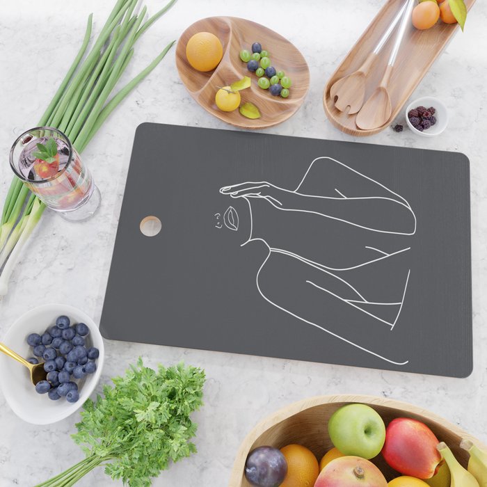 Minimal Line Art of a Woman Cutting Board Gallery Image 2