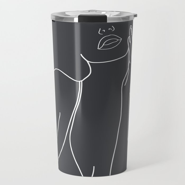 Minimal Line Art of a Woman Travel Mug Gallery Image 1