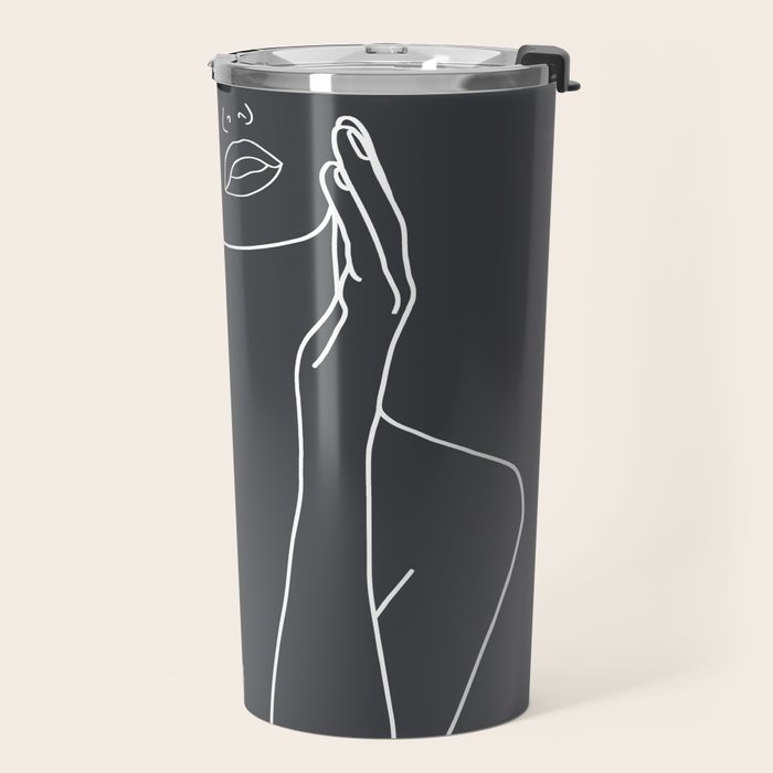 Minimal Line Art of a Woman Travel Mug Gallery Image 2