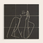 Minimal Line Art of a Woman Wood Wall Art Gallery Image 1