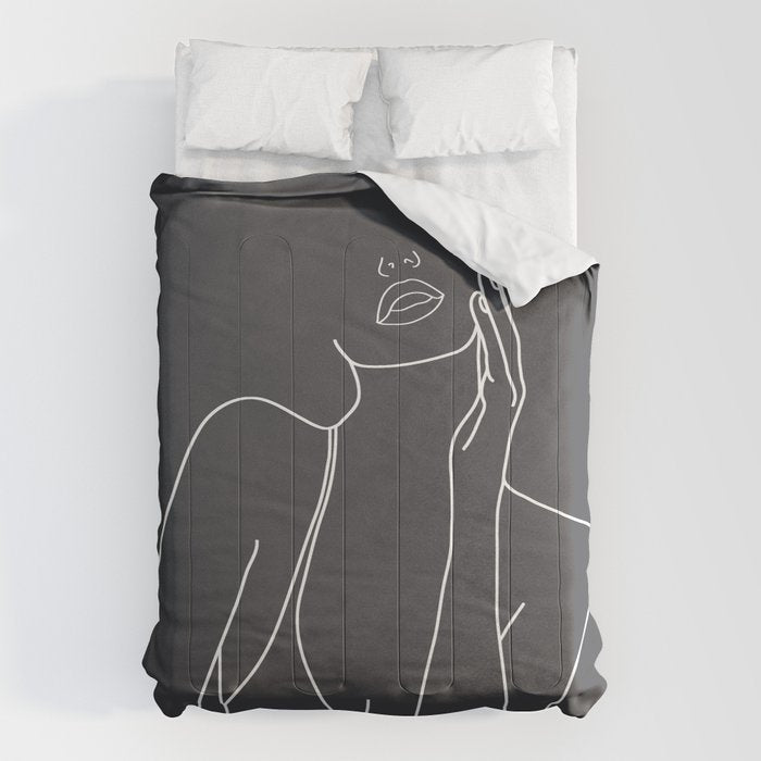 Minimal Line Art of a Woman Comforter Gallery Image 6