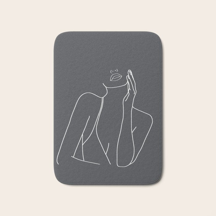 Minimal Line Art of a Woman Bath Mat Gallery Image 1