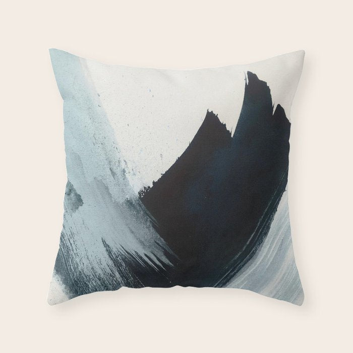 Like A Gentle Hurricane: a minimal, abstract piece in blues and white by Alyssa Hamilton Art Throw Pillow Gallery Image 1