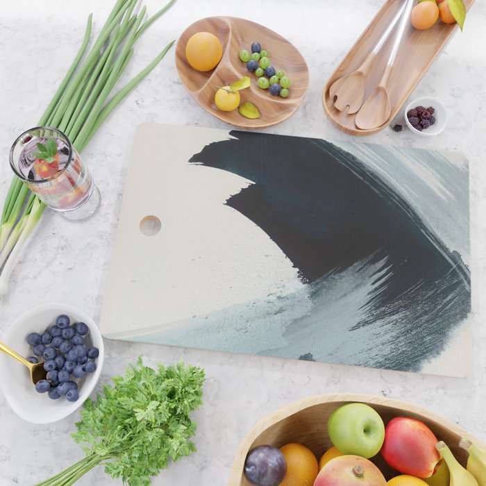 Like A Gentle Hurricane: a minimal, abstract piece in blues and white by Alyssa Hamilton Art Cutting Board Gallery Image 2