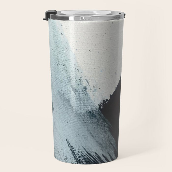 Like A Gentle Hurricane: a minimal, abstract piece in blues and white by Alyssa Hamilton Art Travel Mug Gallery Image 3