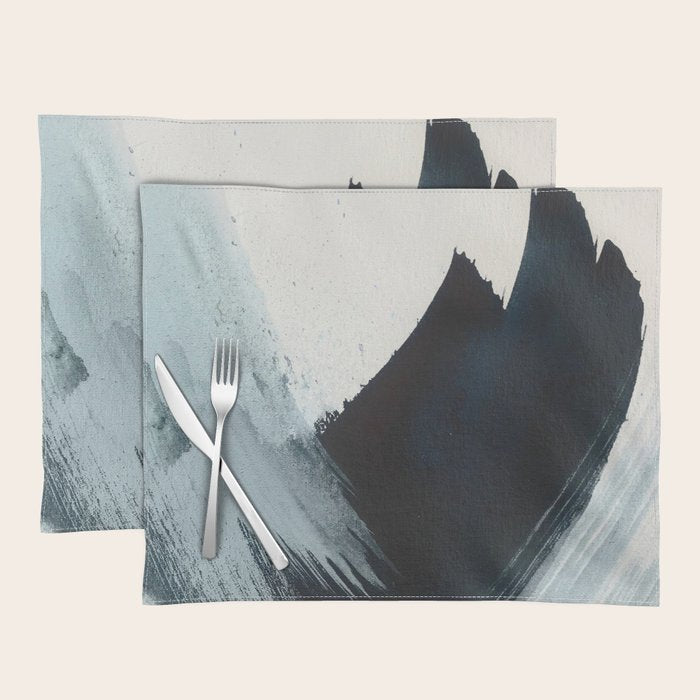 Like A Gentle Hurricane: a minimal, abstract piece in blues and white by Alyssa Hamilton Art Placemat Gallery Image 1