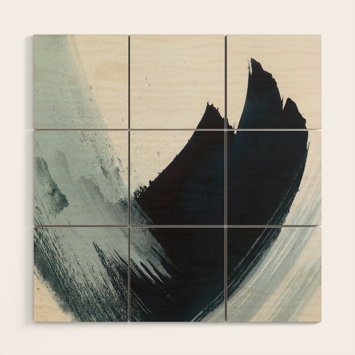 Like A Gentle Hurricane: a minimal, abstract piece in blues and white by Alyssa Hamilton Art Wood Wall Art Gallery Image 1