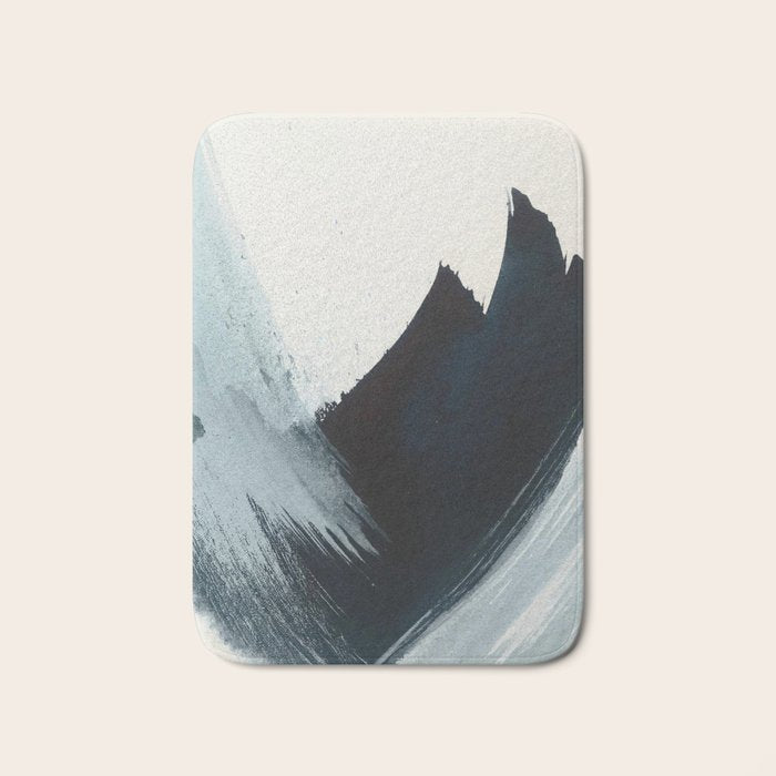 Like A Gentle Hurricane: a minimal, abstract piece in blues and white by Alyssa Hamilton Art Bath Mat Gallery Image 1