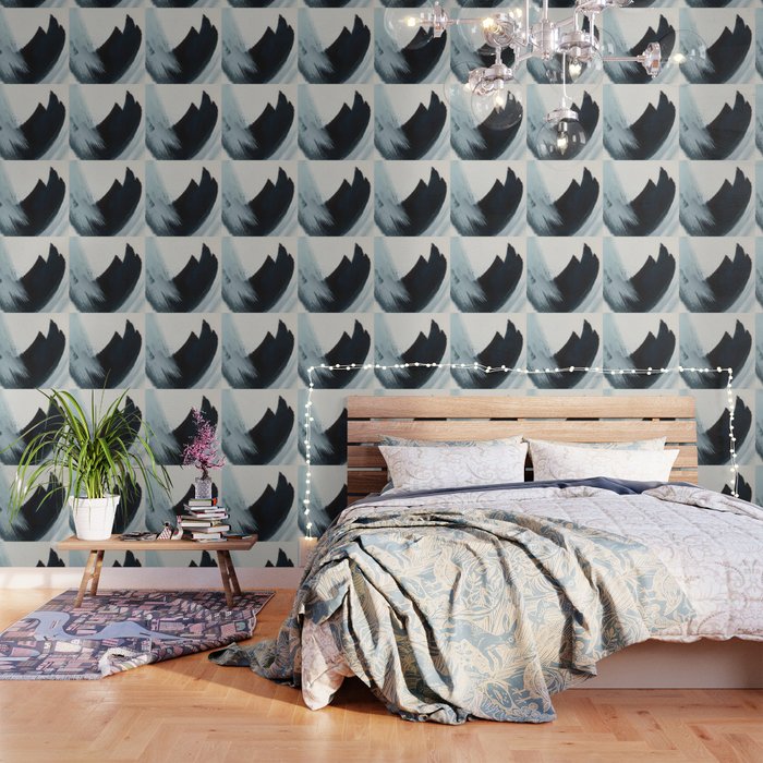 Like A Gentle Hurricane: a minimal, abstract piece in blues and white by Alyssa Hamilton Art Wallpaper Gallery Image 1
