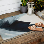 Like A Gentle Hurricane: a minimal, abstract piece in blues and white by Alyssa Hamilton Art Outdoor Rug Gallery Image 2