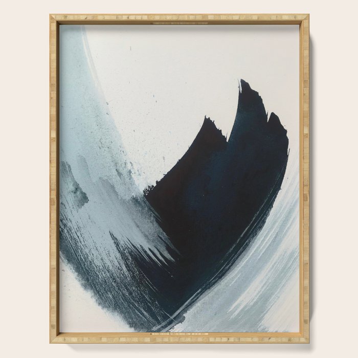 Like A Gentle Hurricane: a minimal, abstract piece in blues and white by Alyssa Hamilton Art Serving Tray Gallery Image 1