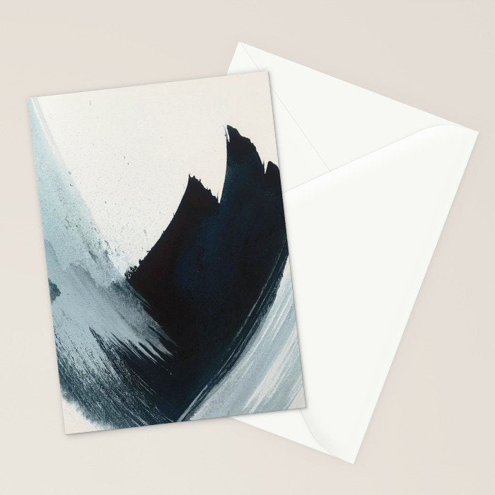 Like A Gentle Hurricane: a minimal, abstract piece in blues and white by Alyssa Hamilton Art Stationery Card Gallery Image 2