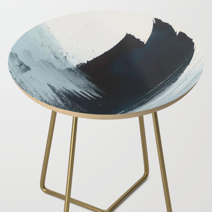 Like A Gentle Hurricane: a minimal, abstract piece in blues and white by Alyssa Hamilton Art Side Table Gallery Image 2