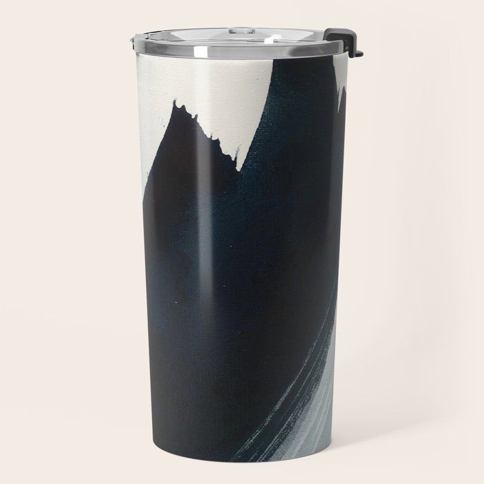 Like A Gentle Hurricane: a minimal, abstract piece in blues and white by Alyssa Hamilton Art Travel Mug Gallery Image 2