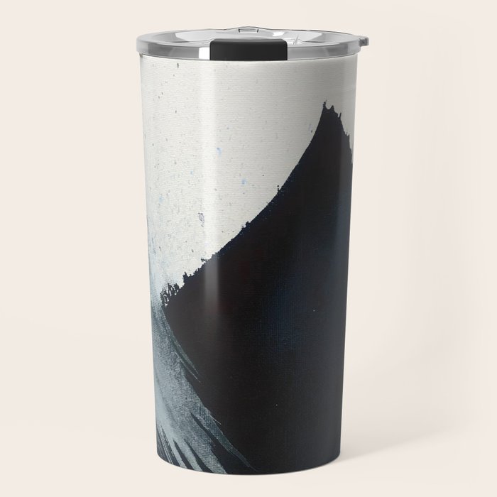 Like A Gentle Hurricane: a minimal, abstract piece in blues and white by Alyssa Hamilton Art Travel Mug Gallery Image 1
