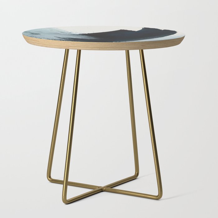 Like A Gentle Hurricane: a minimal, abstract piece in blues and white by Alyssa Hamilton Art Side Table Gallery Image 1
