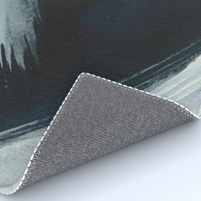 Like A Gentle Hurricane: a minimal, abstract piece in blues and white by Alyssa Hamilton Art Rug Gallery Image 4