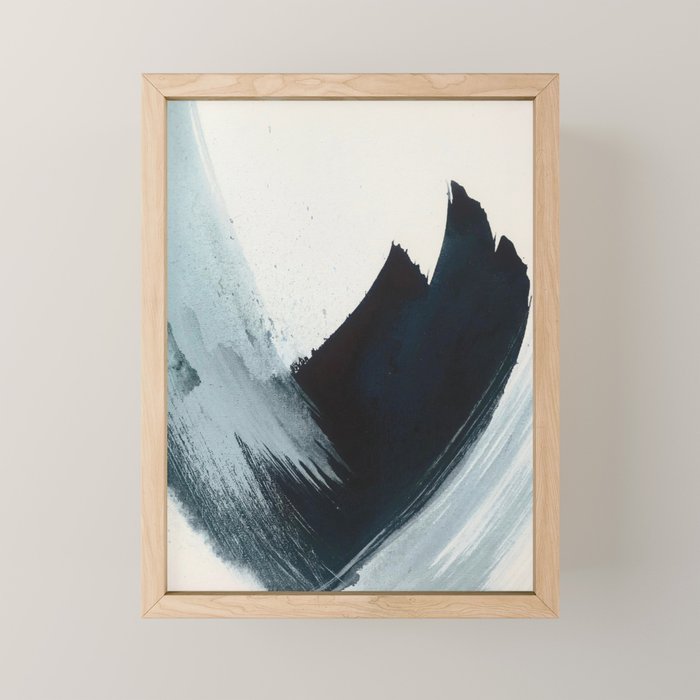 Like A Gentle Hurricane: a minimal, abstract piece in blues and white by Alyssa Hamilton Art Mini Art Print Gallery Image 1