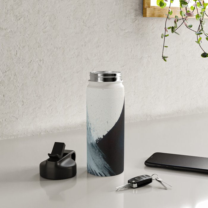 Like A Gentle Hurricane: a minimal, abstract piece in blues and white by Alyssa Hamilton Art Water Bottle Gallery Image 5