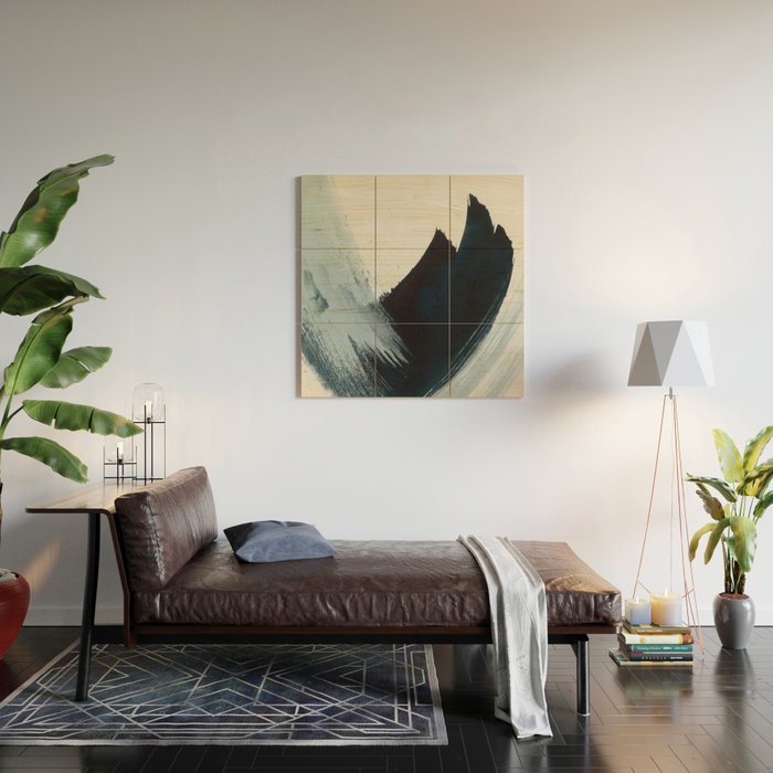 Like A Gentle Hurricane: a minimal, abstract piece in blues and white by Alyssa Hamilton Art Wood Wall Art Gallery Image 2