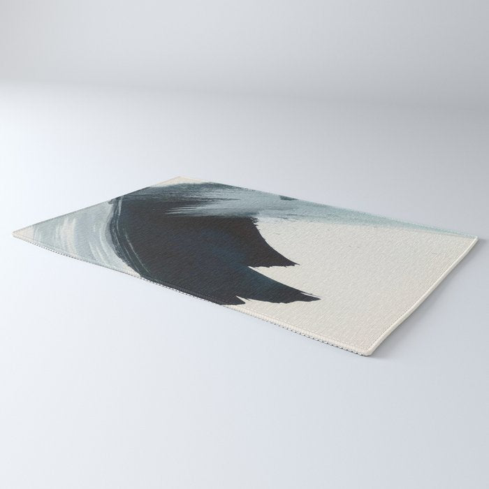 Like A Gentle Hurricane: a minimal, abstract piece in blues and white by Alyssa Hamilton Art Rug Gallery Image 3