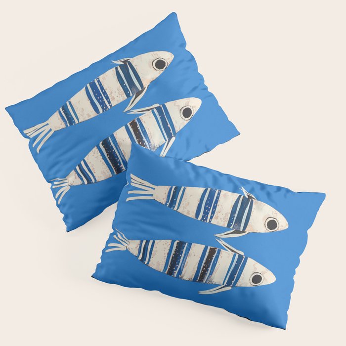 Minimal Fish on Blue Pillow Sham Gallery Image 3