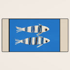 Minimal Fish on Blue Desk Mat Gallery Image 3