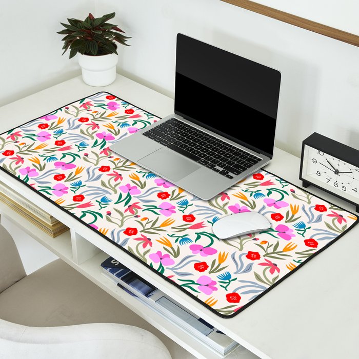 Wild Botanica Bloom - Romantic Abstract Floral Pattern Desk Mat Gallery Image 2