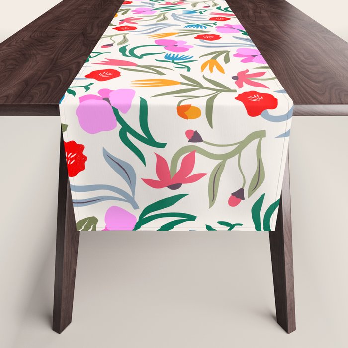 Wild Botanica Bloom - Romantic Abstract Floral Pattern Table Runner Gallery Image 1
