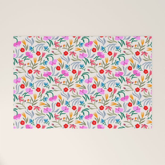 Wild Botanica Bloom - Romantic Abstract Floral Pattern Welcome Mat Gallery Image 1