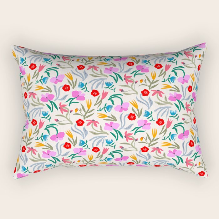 Wild Botanica Bloom - Romantic Abstract Floral Pattern Rectangular Pillow Gallery Image 1
