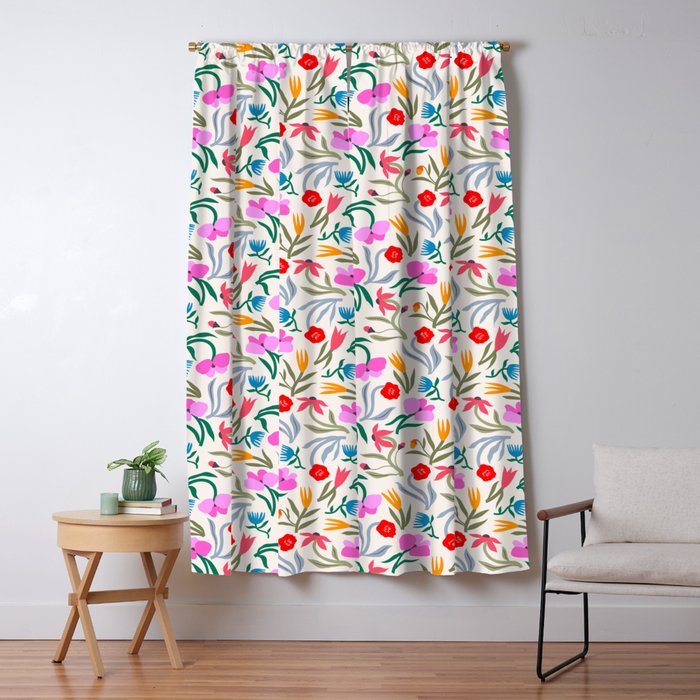 Wild Botanica Bloom - Romantic Abstract Floral Pattern Window Curtain Gallery Image 1