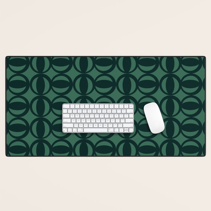 Retro Orbit Forest Green - Mid Century Modern Geometric Desk Mat Gallery Image 1