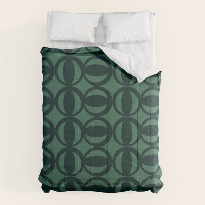 Retro Orbit Forest Green - Mid Century Modern Geometric Comforter Gallery Image 6