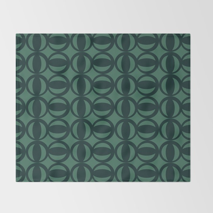 Retro Orbit Forest Green - Mid Century Modern Geometric Throw Blanket Gallery Image 2