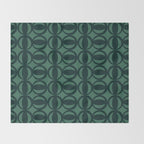 Retro Orbit Forest Green - Mid Century Modern Geometric Throw Blanket Gallery Image 2