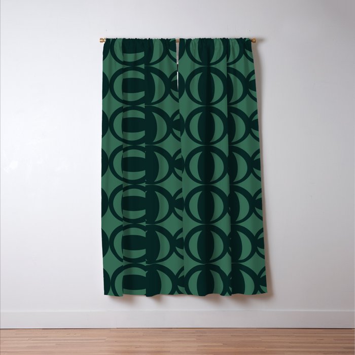 Retro Orbit Forest Green - Mid Century Modern Geometric Window Curtain Gallery Image 3