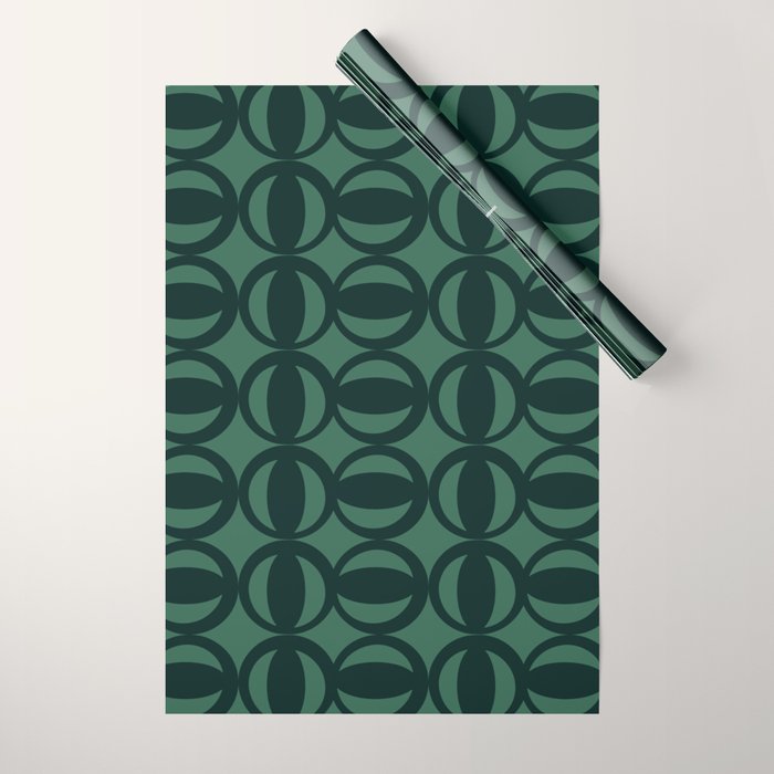Retro Orbit Forest Green - Mid Century Modern Geometric Wrapping Paper Gallery Image 1