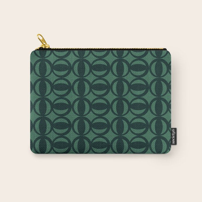 Retro Orbit Forest Green - Mid Century Modern Geometric Carry All Pouch Gallery Image 1