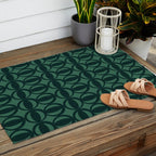 Retro Orbit Forest Green - Mid Century Modern Geometric Outdoor Rug Gallery Image 2