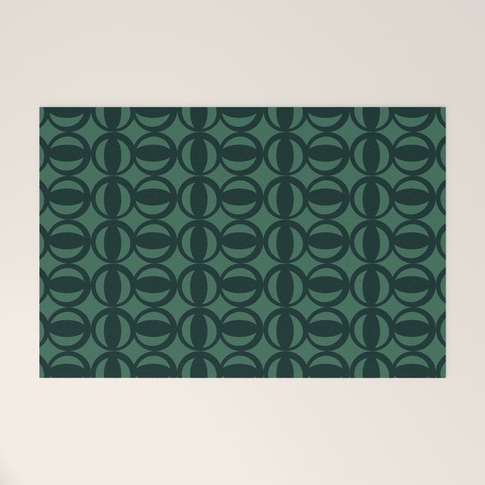 Retro Orbit Forest Green - Mid Century Modern Geometric Welcome Mat Gallery Image 1