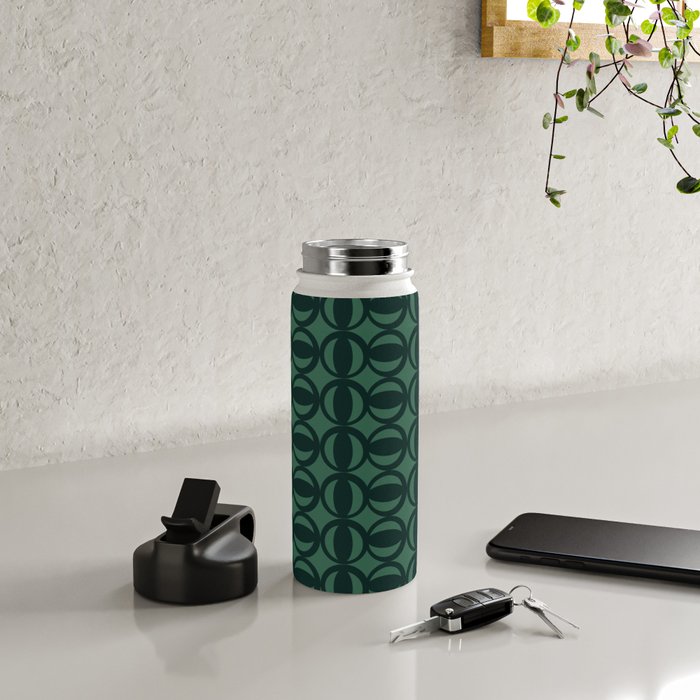 Retro Orbit Forest Green - Mid Century Modern Geometric Water Bottle Gallery Image 4
