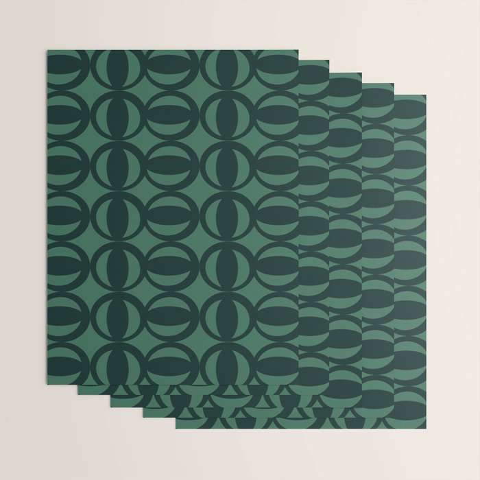 Retro Orbit Forest Green - Mid Century Modern Geometric Wrapping Paper Gallery Image 3
