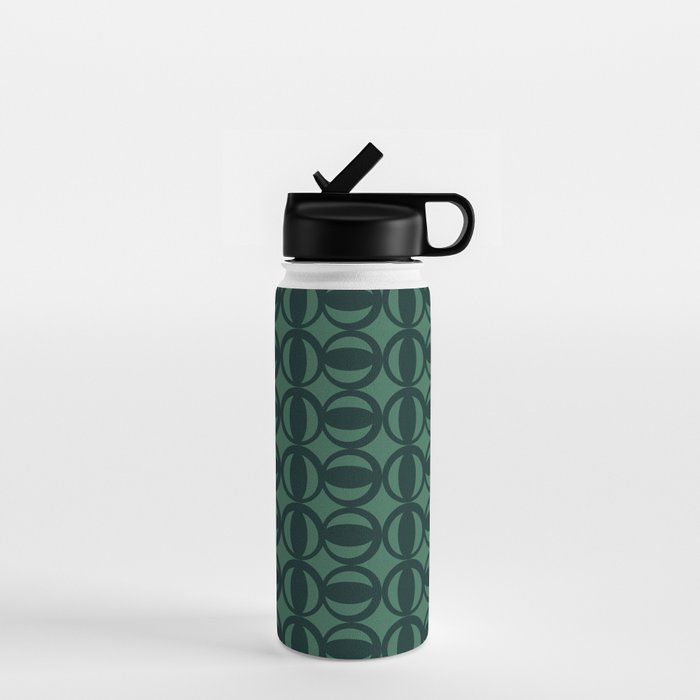 Retro Orbit Forest Green - Mid Century Modern Geometric Water Bottle Gallery Image 1