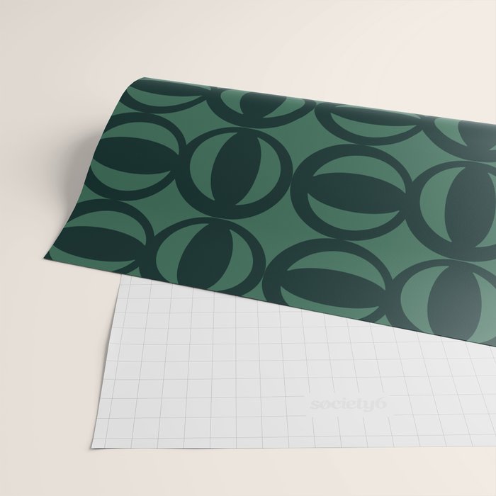 Retro Orbit Forest Green - Mid Century Modern Geometric Wrapping Paper Gallery Image 2