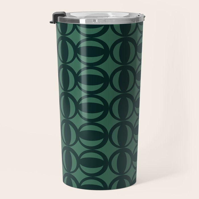 Retro Orbit Forest Green - Mid Century Modern Geometric Travel Mug Gallery Image 3