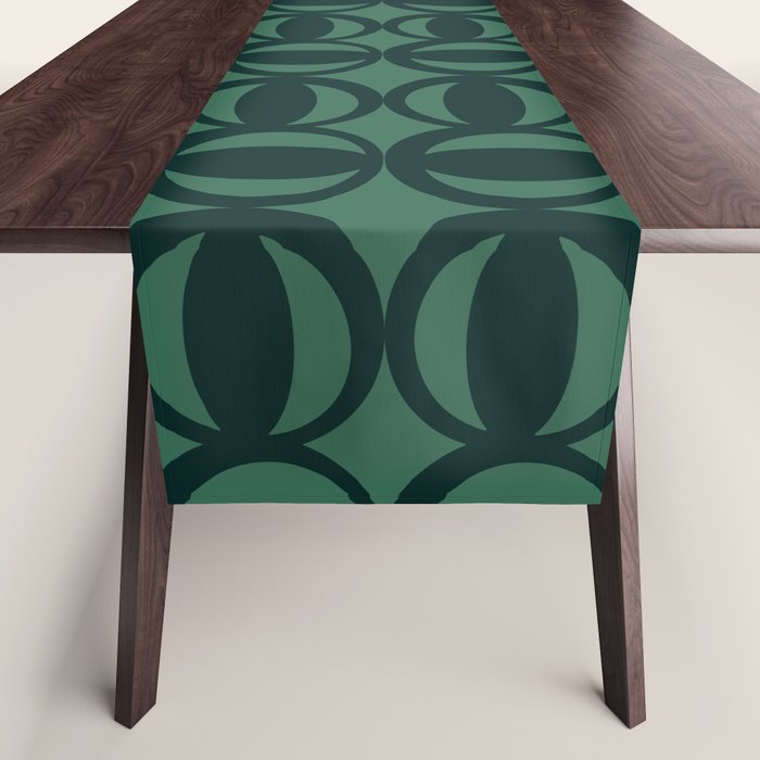 Retro Orbit Forest Green - Mid Century Modern Geometric Table Runner Gallery Image 1