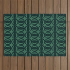 Retro Orbit Forest Green - Mid Century Modern Geometric Outdoor Rug Gallery Image 1