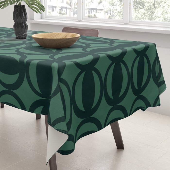 Retro Orbit Forest Green - Mid Century Modern Geometric Tablecloth Gallery Image 3
